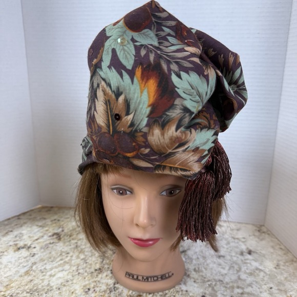 Vintage Sequin Pillbox Hat Oversized Bow Tassel Floral Church Derby Pageant main image 14